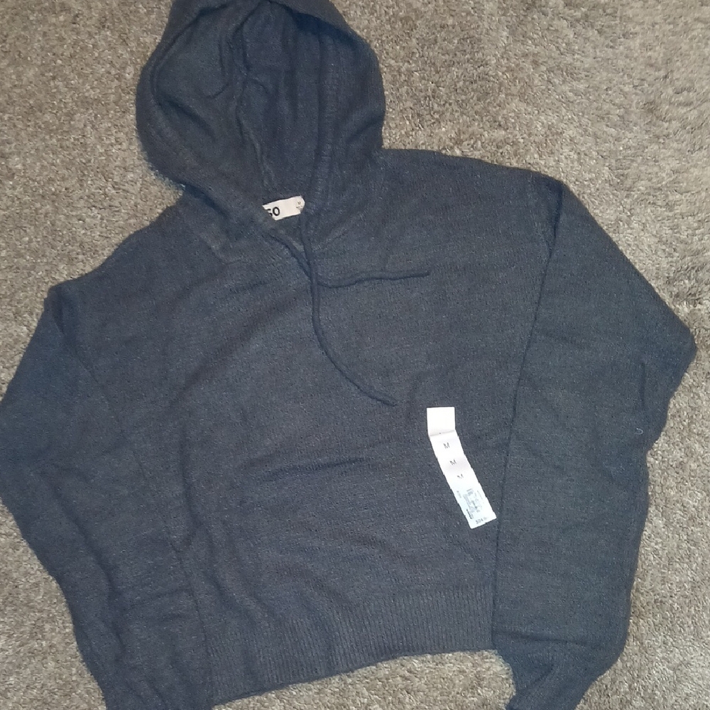 SO Charcoal Knit Hoodie Sweater Size M